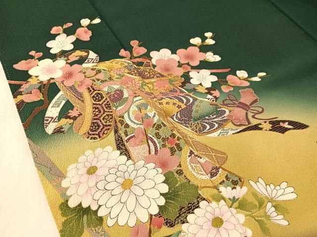 平和屋着物●豪華振袖　駒刺繍　誰が袖花文　暈し染め　金彩　正絹　逸品　CABN6138vp