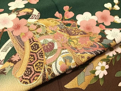 平和屋着物●豪華振袖　駒刺繍　誰が袖花文　暈し染め　金彩　正絹　逸品　CABN6138vp