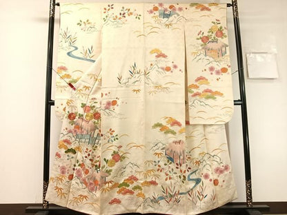 平和屋着物●豪華振袖　駒刺繍　御所解文　金彩　正絹　逸品　CABN6140vp