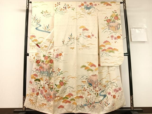 平和屋着物●豪華振袖　駒刺繍　御所解文　金彩　正絹　逸品　CABN6140vp