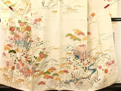 平和屋着物●豪華振袖　駒刺繍　御所解文　金彩　正絹　逸品　CABN6140vp
