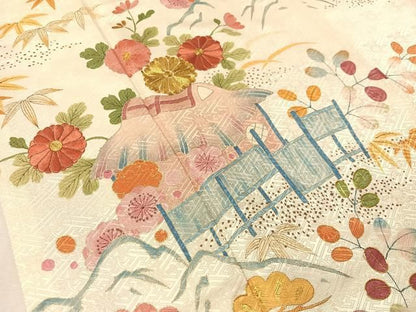 平和屋着物●豪華振袖　駒刺繍　御所解文　金彩　正絹　逸品　CABN6140vp