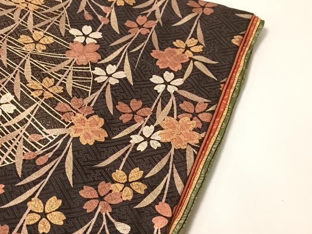 平和屋着物●豪華振袖　双鶴枝垂れ桜　暈し染め　金銀彩　正絹　逸品　CABN6142vp
