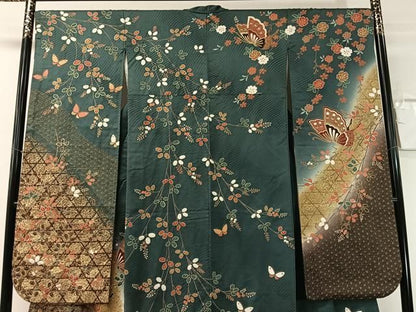 平和屋着物●豪華振袖　絞り　舞蝶萩文　暈し染め　金彩　正絹　逸品　CABN6147vp