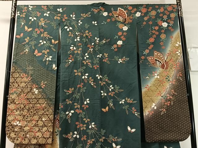 平和屋着物●豪華振袖　絞り　舞蝶萩文　暈し染め　金彩　正絹　逸品　CABN6147vp