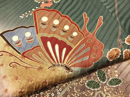 平和屋着物●豪華振袖　絞り　舞蝶萩文　暈し染め　金彩　正絹　逸品　CABN6147vp