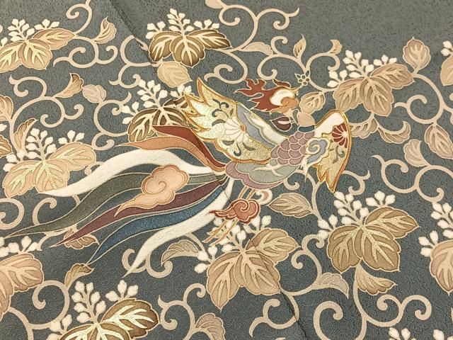 平和屋着物●豪華色留袖　駒刺繍　鳳凰桐唐草文　金彩　鈴乃屋扱い　正絹　逸品　未使用　CABN6151vp