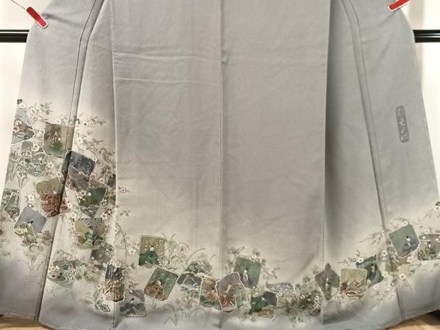 平和屋着物●日本画家　霜鳥忍の世界　彩天目織　色留袖　百人一首　正絹　逸品　未使用　CABN6153vp