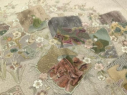 平和屋着物●日本画家　霜鳥忍の世界　彩天目織　色留袖　百人一首　正絹　逸品　未使用　CABN6153vp