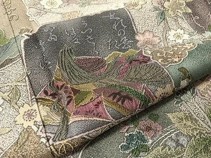 平和屋着物●日本画家　霜鳥忍の世界　彩天目織　色留袖　百人一首　正絹　逸品　未使用　CABN6153vp