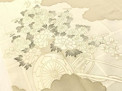 平和屋着物●訪問着　雲取り花車文　金彩　正絹　逸品　CABN6160vp
