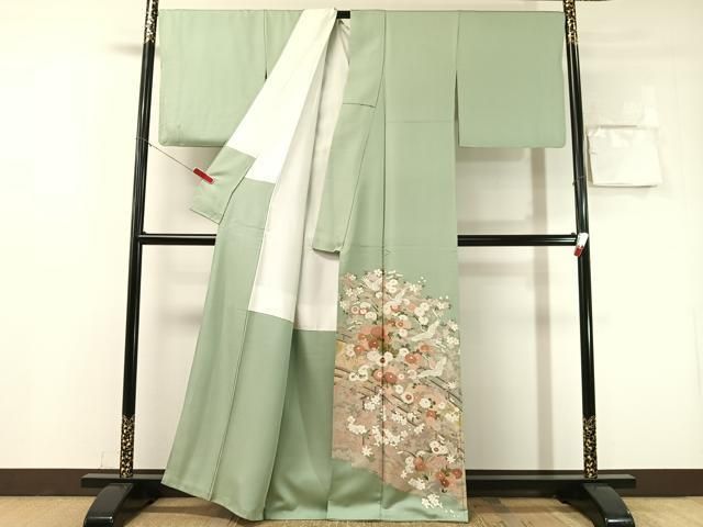 平和屋着物●豪華色留袖　渡り橋飛鶴花文　金彩　正絹　逸品　CABN6164vp