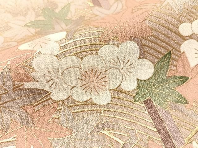 平和屋着物●豪華色留袖　渡り橋飛鶴花文　金彩　正絹　逸品　CABN6164vp
