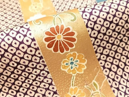 平和屋着物●上質な小紋　片身代わり　鹿の子花間道　金彩　鈴乃屋扱い　正絹　逸品　CABN6166vp