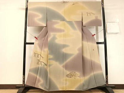平和屋着物●十日町　加賀草木友禅の第一人者　田村哲彦　訪問着　抽象文様　暈し染め　正絹　逸品　CABN6168vp