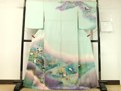平和屋着物●訪問着　手描き　古慕里　花鳥文　暈し染め　金彩　正絹　逸品　CABN6171vp