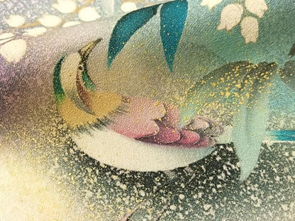 平和屋着物●訪問着　手描き　古慕里　花鳥文　暈し染め　金彩　正絹　逸品　CABN6171vp