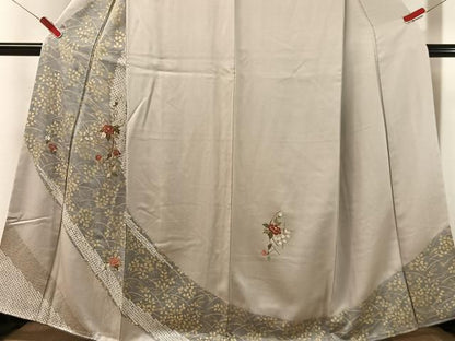 平和屋着物●訪問着　絞り　刺繍　道長花文　金彩　正絹　逸品　未使用　CABN6172vp
