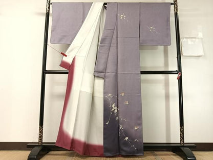 平和屋着物●訪問着　刺繍　鴛鴦枝垂れ花文　暈し染め　金彩　正絹　逸品　未使用　CABN6174vp