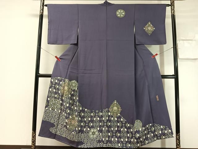 平和屋着物●染色作家　林川信夫　訪問着　駒刺繍　正倉院花文　金糸　正絹　逸品　未使用　CABN6181vp