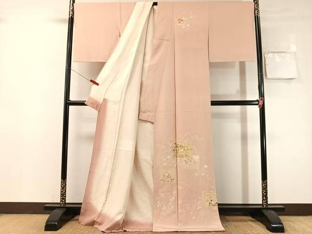平和屋着物●訪問着　色紙花文　金彩　ロング丈　正絹　逸品　CABN6191vp