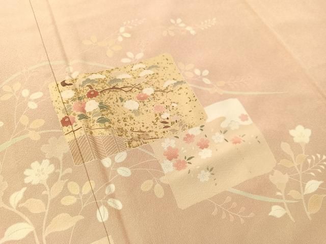 平和屋着物●訪問着　色紙花文　金彩　ロング丈　正絹　逸品　CABN6191vp
