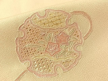 平和屋着物●訪問着　中国三大刺繍　スワトウ相良刺繍　総刺繍　鏡裏花文　金彩　正絹　逸品　CABN6195vp