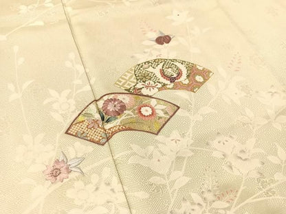 平和屋着物●訪問着　刺繍　地紙花文　暈し染め　金銀彩　正絹　逸品　CABN6197vp