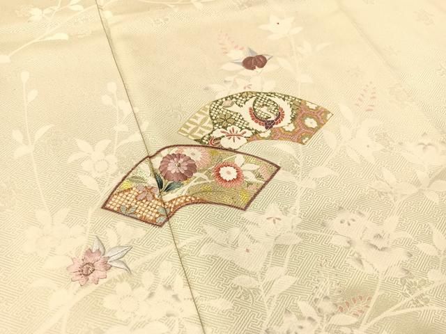 平和屋着物●訪問着　刺繍　地紙花文　暈し染め　金銀彩　正絹　逸品　CABN6197vp