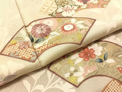 平和屋着物●訪問着　刺繍　地紙花文　暈し染め　金銀彩　正絹　逸品　CABN6197vp