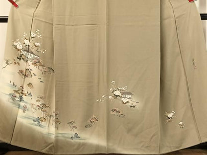 平和屋着物●訪問着　友禅　作家物　風景花文　暈し染め　正絹　逸品　CABN6198vp