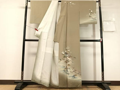 平和屋着物●訪問着　友禅　作家物　風景花文　暈し染め　正絹　逸品　CABN6198vp