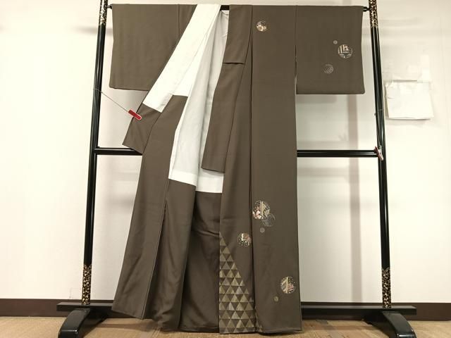 平和屋着物●訪問着　総刺繍　雪輪花文　金銀糸　正絹　逸品　CABN6200vp