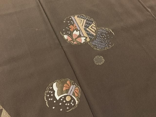 平和屋着物●訪問着　総刺繍　雪輪花文　金銀糸　正絹　逸品　CABN6200vp