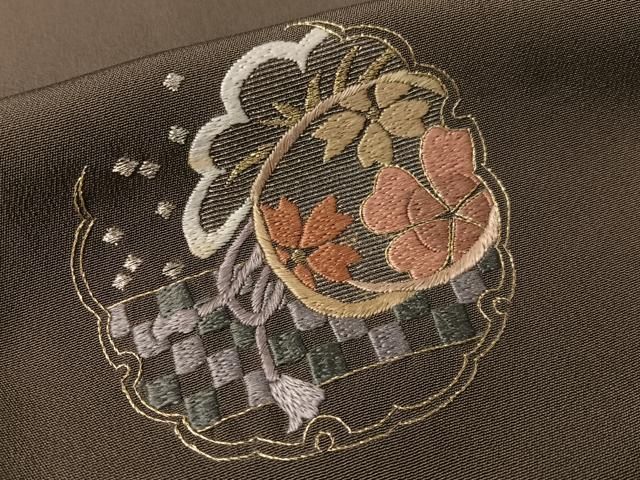 平和屋着物●訪問着　総刺繍　雪輪花文　金銀糸　正絹　逸品　CABN6200vp