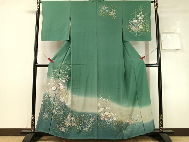 平和屋着物●訪問着　草花文　暈し染め　金彩　正絹　逸品　CABN6201vp