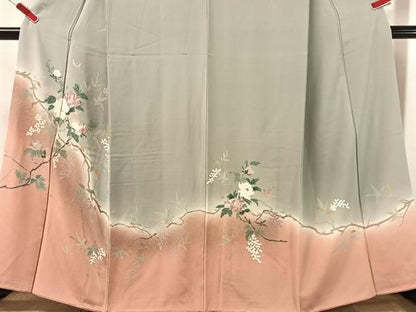 平和屋着物●訪問着　刺繍　枝花文　暈し染め　金彩　正絹　逸品　CABN6203vp