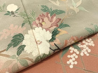 平和屋着物●訪問着　刺繍　枝花文　暈し染め　金彩　正絹　逸品　CABN6203vp