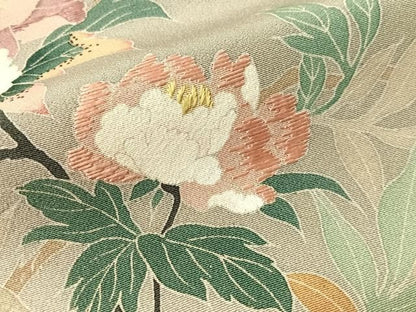平和屋着物●訪問着　刺繍　枝花文　暈し染め　金彩　正絹　逸品　CABN6203vp