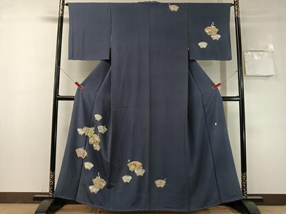 平和屋着物●十日町老舗ブランド　吉澤友禅　吾妻徳穂　訪問着　刺繍　地紙花文　金銀彩　正絹　逸品　未使用　CABN6207vp