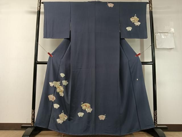 平和屋着物●十日町老舗ブランド　吉澤友禅　吾妻徳穂　訪問着　刺繍　地紙花文　金銀彩　正絹　逸品　未使用　CABN6207vp