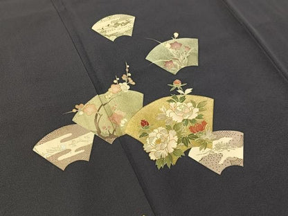 平和屋着物●十日町老舗ブランド　吉澤友禅　吾妻徳穂　訪問着　刺繍　地紙花文　金銀彩　正絹　逸品　未使用　CABN6207vp