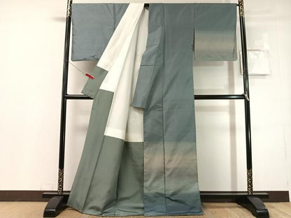 平和屋着物●訪問着　紬地　霞文　正絹　逸品　CABN6208vp