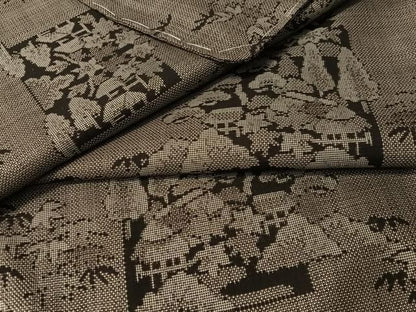 平和屋着物●本場大島紬　9マルキ　色紙風景文　正絹　逸品　未使用　CABN6210vp