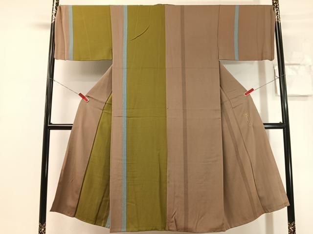 平和屋着物●世界的人形師　辻村寿三郎　ジュサブロー　男性　訪問着　間道　正絹　逸品　CABN6212vp
