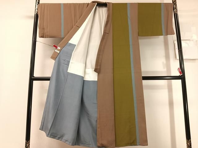 平和屋着物●世界的人形師　辻村寿三郎　ジュサブロー　男性　訪問着　間道　正絹　逸品　CABN6212vp