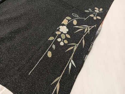 平和屋着物●訪問着　辻が花　絞り　暈し染め　黒地　銀彩　仮絵羽　正絹　逸品　未使用　CABN6218vp