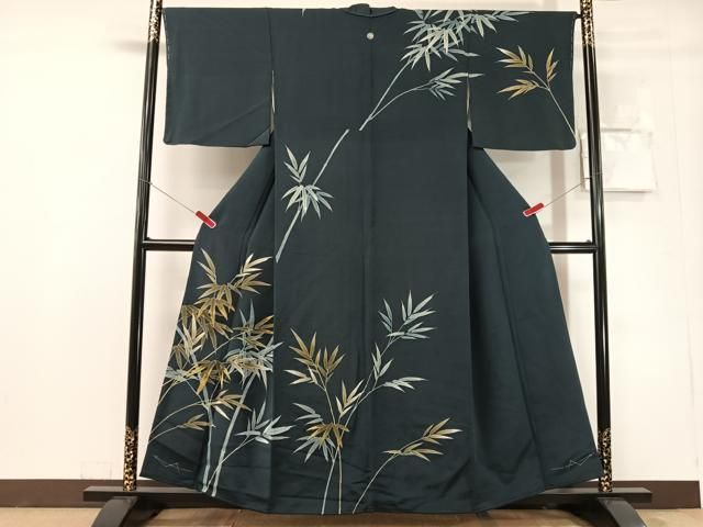 平和屋着物●訪問着　刺繍　笹竹文　金糸　鬼しぼ縮緬　正絹　逸品　未使用　CABN6227vp