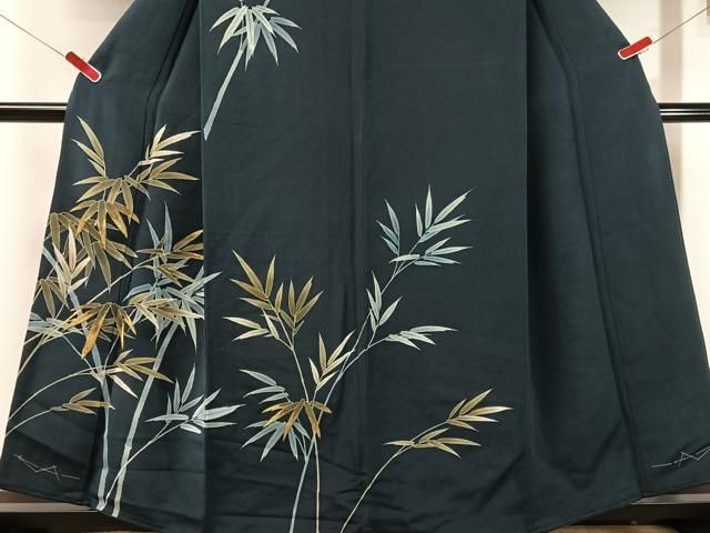 平和屋着物●訪問着　刺繍　笹竹文　金糸　鬼しぼ縮緬　正絹　逸品　未使用　CABN6227vp
