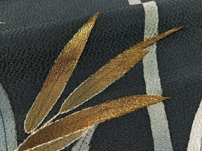 平和屋着物●訪問着　刺繍　笹竹文　金糸　鬼しぼ縮緬　正絹　逸品　未使用　CABN6227vp